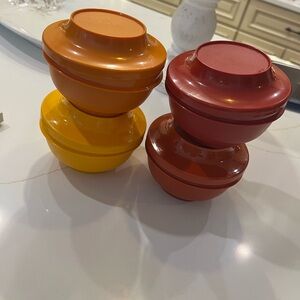 Tupperware Orange and Yellow Food Storage Containers set of 4